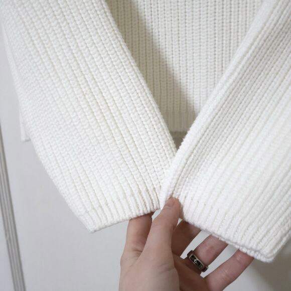 Quince Ivory Organic Cotton Fisherman Crew Cropped Sweater XL Career Office - Picture 3 of 8